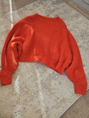 Topshop Bright Orange Thick Crewneck Sweater